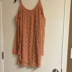 Peach Sleeveless Dress with Lace Details